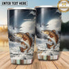 Maxcorners Fishing Tumbler Monochrome Misty Mountain Design Personalized Name Tumbler (13 Species)