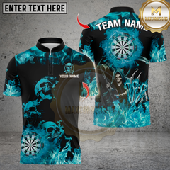 Maxcorners Darts Fire Flame Skull With Dartboard Multicolor Customized Name, Team Name 3D Shirts