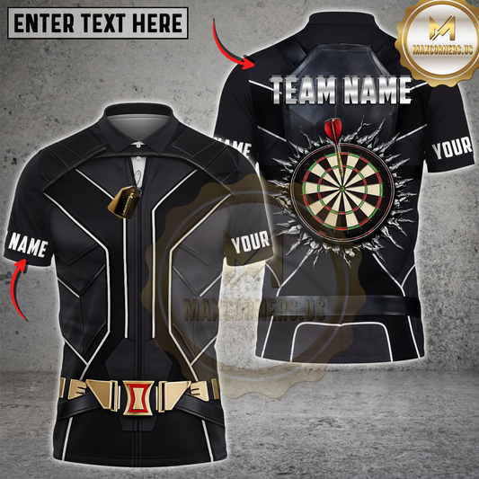 Maxcorners Darts Black Tactical Suit Dartboard Break Effect Personalized Name 3D Unisex Shirt