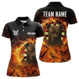 Maxcorners Personalized Fire Pitbull Dart Shirts For Men – Custom Flaming Darts Team Polo & 1/4 Zip Jerseys LM2404