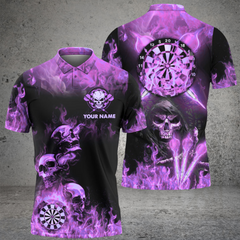 Maxcorners Darts Skull Mutilcolor Options Personalized Name, Team Name 3D Polo Shirt