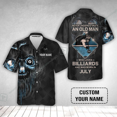 Maxcorners Pool 8 Ball Never Underestimate An Old Man And Was Born In July Personalized Hawaiian Shirt