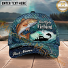 Maxcorners Fishing Teal Scale Ocean Boat Personalized Name 3D Cap (12 Fish Species)