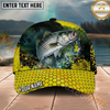 Maxcorners Fishing Yellow Honeycomb Splash Personalized Name 3D Cap (12 Fish Species)