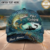 Maxcorners Fishing Teal Scale Ocean Boat Personalized Name 3D Cap (12 Fish Species)
