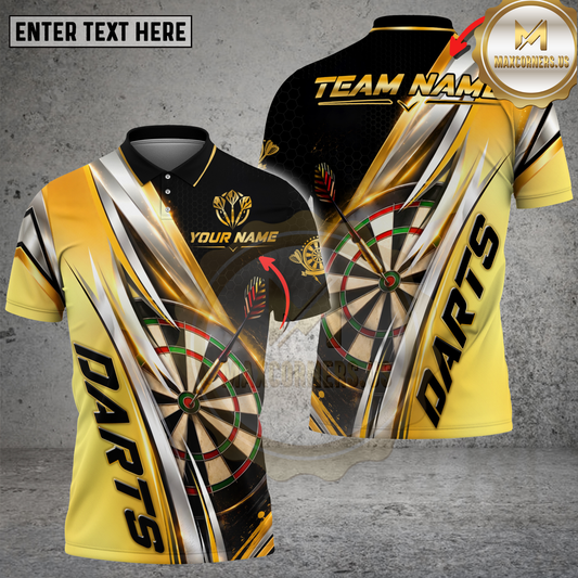 Maxcorners Darts Dartboard Gold Lightning Strike Multicolor Options Personalized Name, Team Name 3D Shirt (5 Colors)