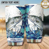 Maxcorners Fishing Tumbler White Blue Abstract Ink Splash Design Personalized Name Tumbler (13 Species)