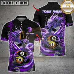 Maxcorners Billiard Golden Dragon Yin And Yang Multicolor Customized Name, Team Name 3D Shirt