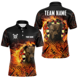 Maxcorners Personalized Fire Pitbull Dart Shirts For Men – Custom Flaming Darts Team Polo & 1/4 Zip Jerseys LM2404