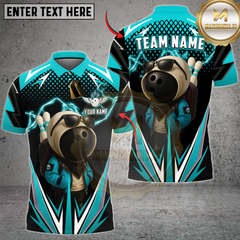 Maxcorners Bowling Lightning Bowling Ball Character Multicolor Customized Name, Team Name 3D Shirts