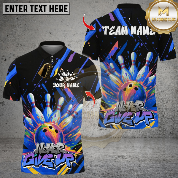 Maxcorners Bowling Graffiti Splash Paint Multicolor Customized Name, Team Name 3D Shirts