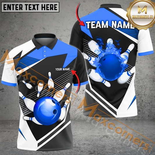 Maxcorners Tornado And Fire Bowling Jersey Multicolor Option Customized Name, Team Name 3D Polo Shirt