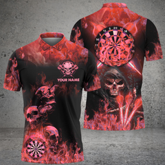 Maxcorners Darts Skull Mutilcolor Options Personalized Name, Team Name 3D Polo Shirt
