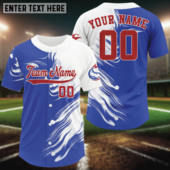 Maxcorners Custom Men's Classic Baseball Jersey - Blue & White Shirt With Personalized Name Number LM2608