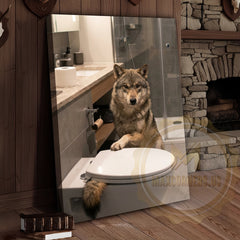 Maxcorners Wolf Canvas Contemporary Bathroom Minimalist Design Canvas Wall Art