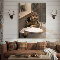 Maxcorners Wolf Canvas Contemporary Bathroom Minimalist Design Canvas Wall Art