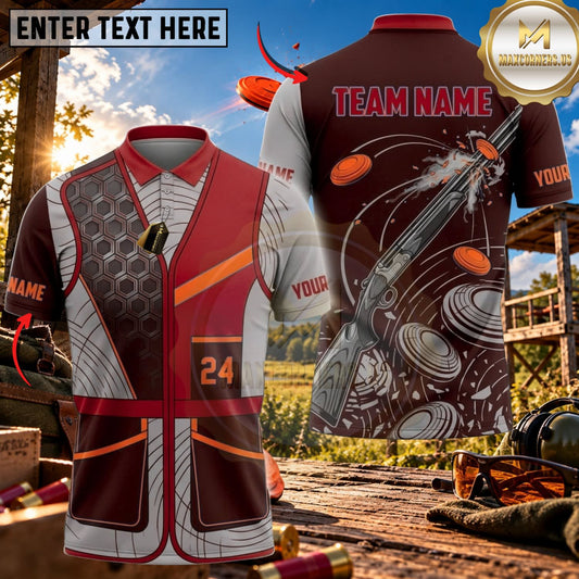 Maxcorners Clay Shooting Number 24 Orbit Shotgun Vest Multicolor Customized Name Team Name 3D Shirts (4 Colors)