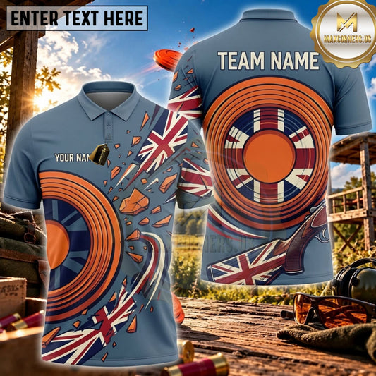 Maxcorners Clay Shooting Union Jack Circular Target Personalized Name 3D Unisex Shirt