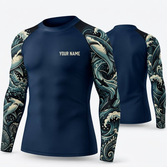 Maxcorners Personalized Tribal Tattoo Navy Shirt with Silver Gold Tattoo Sleeves 3D All Over Printed Shirts, Best Gifts for Tattoo Lovers