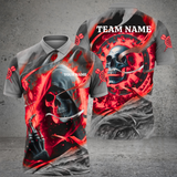 Maxcorners Darts Skull Customized Name, Team Name 3D Polo Shirt