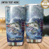 Maxcorners Fishing Tumbler Cloudy Blue Watercolor Design Personalized Name Tumbler (13 Species)