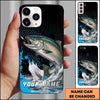 Maxcorners Black Blue Hexagon Water Splash Personalized Name Phone Case (13 Fish Species)