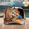 Maxcorners Fishing Green Scale Angler Silhouette Water Splash Personalized Name 3D Cap (12 Fish Species)