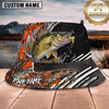 Maxcorners Fishing Green Flame Camo Fishing Scene Personalized Name 3D Bucket Hat (13 Fish Species)