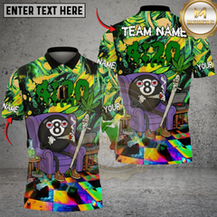 Maxcorners Billiards 8-Ball 420 Vibe Trippy Chill Customized Name, Team Name 3D Shirt (4 Colors)