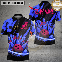 Maxcorners Bowling Neon Cosmic Pins Multicolor Customized Name, Team Name 3D Shirts