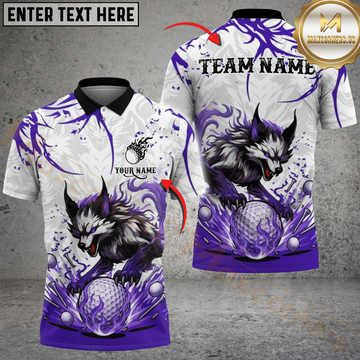 Maxcorners Wolf Strike Golf Polo Personalized Name, Team Name 3D Shirt (4 Colors)