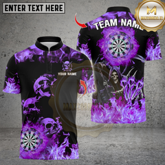 Maxcorners Darts Fire Flame Skull With Dartboard Multicolor Customized Name, Team Name 3D Shirts