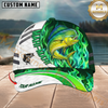 Maxcorners Fishing Green Flame Personalized Name 3D Cap