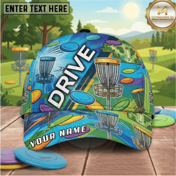Maxcorners Disc Golf Colorful Drive Flying Discs & Chain Baskets Personalized Name 3D Cap LM3009