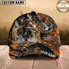 Maxcorners Dog Hunting And Duck Orange Gray Camo Skull Marsh Hunting Scene Multiple Options Personalized Name 3D Cap