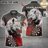 Maxcorners Darts Wolf Red and Black Flame Personalized Name 3D Unisex Shirt