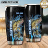 Maxcorners Fishing Tumbler Black Blue Vertical Splash Design Personalized Name Tumbler (13 Species)