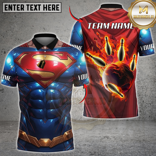 Maxcorners Bowling Inferno Strike Personalized Name 3D Unisex Shirt