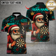 Maxcorners Darts 420 Smoking Santa Claus With Dartboard Multicolor Customized Name, Team Name 3D Shirts