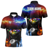 Maxcorners Orange And Blue Custom Lightning Men's Billiard Shirts – Billiard Pool Team Jerseys Polo & 1/4 Zip LM1605