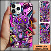 Maxcorners Bowling 420 Purple Bear Ball Pins Colorful Graffiti Personalized Name Phone Case