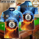 Maxcorners Fire And Ice Billiard Jersey Customized Name, Team Name 3D Polo Shirt