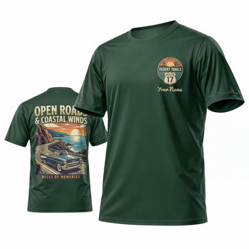 Maxcorners Personalized Car Classic Muscle Car 3D T-Shirt – Forest Green Open Road Classic Car Adventures