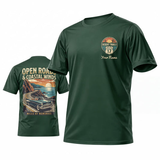 Maxcorners Personalized Car Classic Muscle Car 3D T-Shirt – Forest Green Open Road Classic Car Adventures