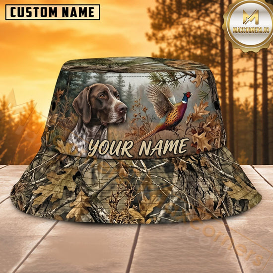 Maxcorners Deer Hunting Fallen Leaves Woodland Personalized Name 3D Bucket Hat
