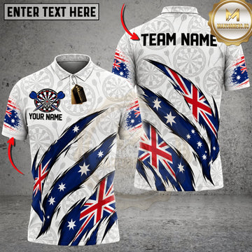 Maxcorners Darts Australia Flag Sharp Eagle Claw Personalized Name 3D Unisex Shirt