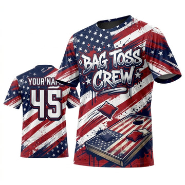Maxcorners Cornhole Cornhole Nation Patriotic Board Personalized Name 3D Unisex Shirt