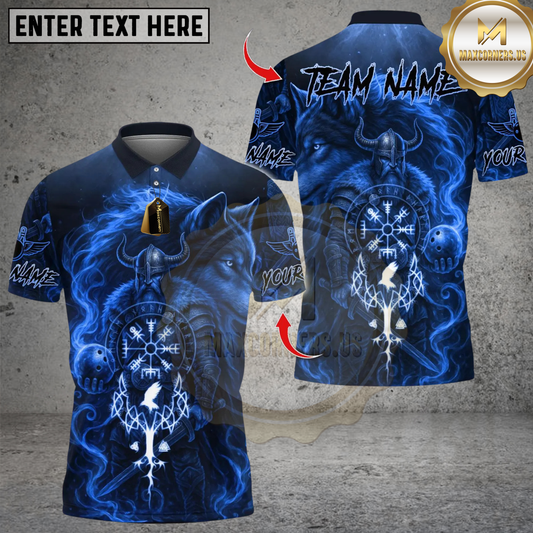 Maxcorners Bowling Viking Warrior And Wolf Multicolor Customized Name, Team Name 3D Shirts
8