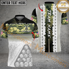 Maxcorners Billiards 8 Ball Pool Camo Stick Multicolor Customized Name, Team Name 3D Shirt