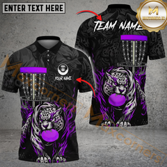 Maxcorners Blazing Leopard Strike Disc Golf Polo Personalized Name, Team Name 3D Shirt (4 Colors)
